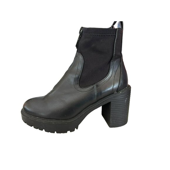 Madden Girl Women's Y2K Black Chunky Ankle Boots Size 7 Zip Up Front Grunge Goth - Picture 4 of 6